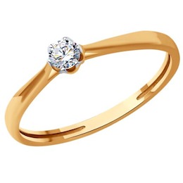 Кольцо из золота с бриллиантом 1012481