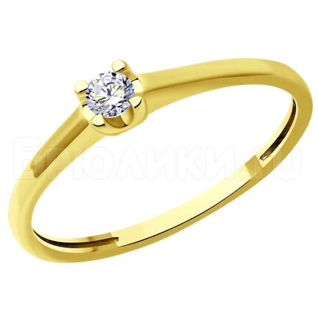 Кольцо из желтого золота с бриллиантом 1012486-2