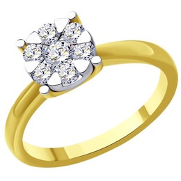 Кольцо из комбинированного золота с бриллиантами 1012508-2