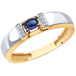 Кольцо из золота с бриллиантами и сапфиром 2011239