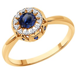 Кольцо из золота с бриллиантами и сапфирами 2011256