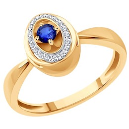 Кольцо из золота с бриллиантами и сапфиром 2011268