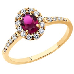 Кольцо из золота с бриллиантами и рубином 4010671