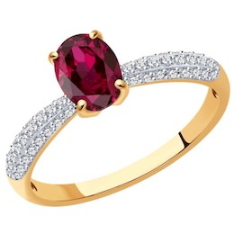 Кольцо из золота с бриллиантами и рубином 4010714
