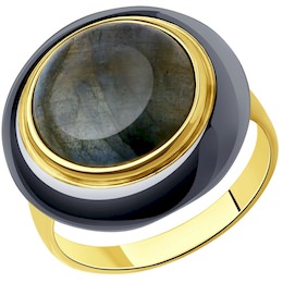 Кольцо из золочёного серебра с лабрадоритом 83010125