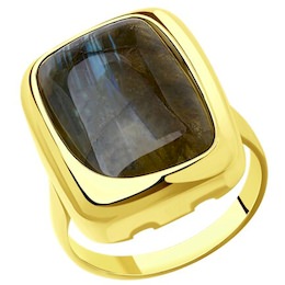 Кольцо из золочёного серебра с лабрадоритом 83010132