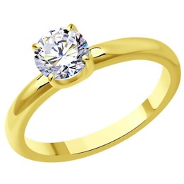 Кольцо из желтого золота с бриллиантом 9010112-54