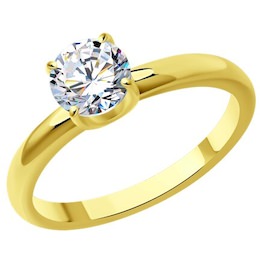 Кольцо из желтого золота с бриллиантом 9010120-66