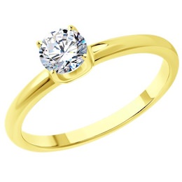 Кольцо из желтого золота с бриллиантом 9010123-46