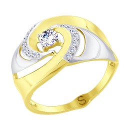 Кольцо из желтого золота с фианитами 017716-2