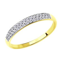 Кольцо из желтого золота с фианитами 018353-2