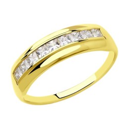 Кольцо из желтого золота с фианитами 018428-2