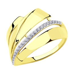 Кольцо из желтого золота с фианитами 018511-2