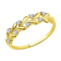 Кольцо из желтого золота с фианитами 018948-2