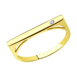 Кольцо из желтого золота с фианитом 018991-2
