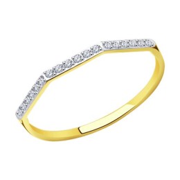 Кольцо из желтого золота с фианитами 019095-2