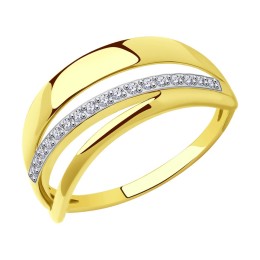 Кольцо из желтого золота с фианитами 019101-2