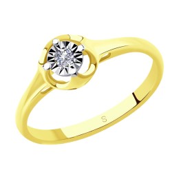 Кольцо из комбинированного золота с бриллиантом 1011076-2