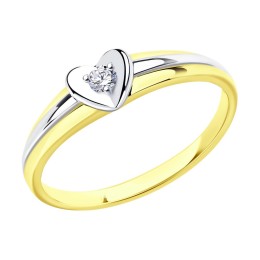Кольцо из желтого золота с бриллиантом 1011555-2