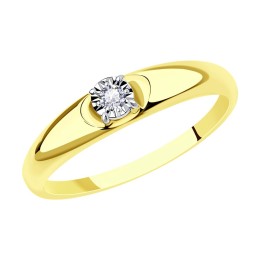 Кольцо из комбинированного золота с бриллиантом 1011627-2