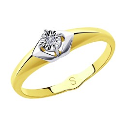 Кольцо из комбинированного золота с бриллиантом 1011844-2
