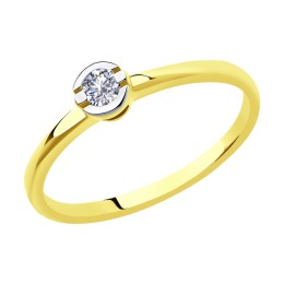 Кольцо из желтого золота с бриллиантом 1011977-2