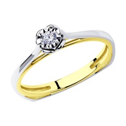 Кольцо из комбинированного золота с бриллиантом 1012171-2