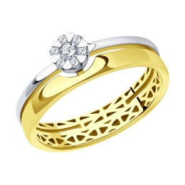 Кольцо из комбинированного золота с бриллиантами 1012277-2