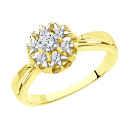 Кольцо из желтого золота с бриллиантами 1012354-2