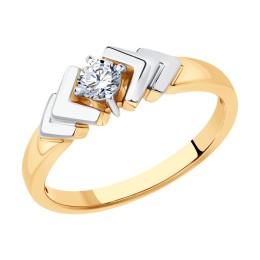 Кольцо из комбинированного золота с бриллиантом 1012393