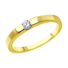 Кольцо из желтого золота с бриллиантом 1012491-2