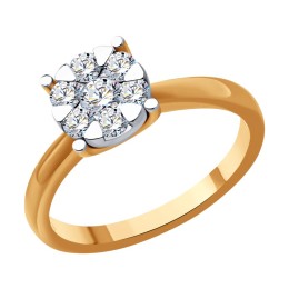 Кольцо из комбинированного золота с бриллиантами 1012508
