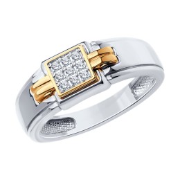 Кольцо из комбинированного золота с бриллиантами 1012581