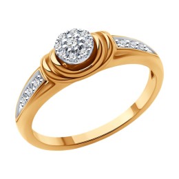 Кольцо из комбинированного золота с бриллиантами 1012600