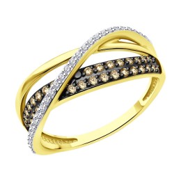 Кольцо из желтого золота с бриллиантами 1012605-2
