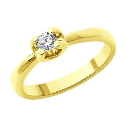 Кольцо из желтого золота с бриллиантом 1012626-2