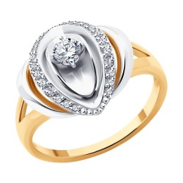 Кольцо из комбинированного золота с бриллиантами 1012640