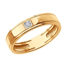 Кольцо обручальное из золота с бриллиантом 1110230