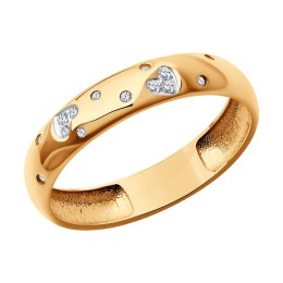Кольцо обручальное из золота с бриллиантами 1110234