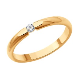 Обручальное кольцо из золота с бриллиантом 1110235