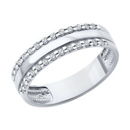 Обручальное кольцо из белого золота с бриллиантами 1110236-3