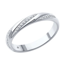 Обручальное кольцо из белого золота с бриллиантами 1110237-3