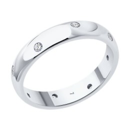 Обручальное кольцо из белого золота с бриллиантами 1110242-3