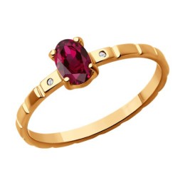Кольцо из золота с бриллиантами и рубином 4010727