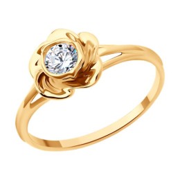 Кольцо из золота с фианитом 51-110-02292-1
