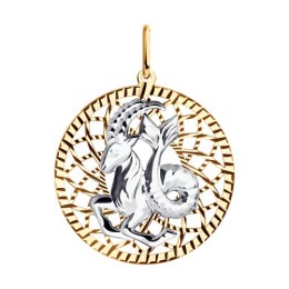 Подвеска из комбинированного золота. Знак зодиака Козерог 51-130-01836-1