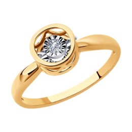 Кольцо из комбинированного золота с бриллиантом 51-210-01243-1
