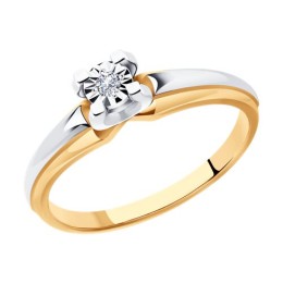 Кольцо из комбинированного золота с бриллиантом 51-210-01482-1