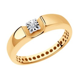 Кольцо из комбинированного золота с бриллиантом 51-210-01532-1
