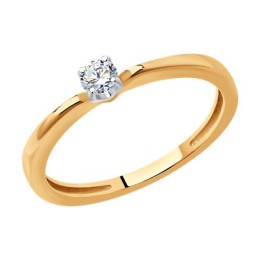 Кольцо из комбинированного золота с бриллиантом 51-210-01674-1